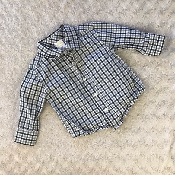 Gymboree 6-12 Months Button Down Shirt Black Plaid - Picture 2 of 4